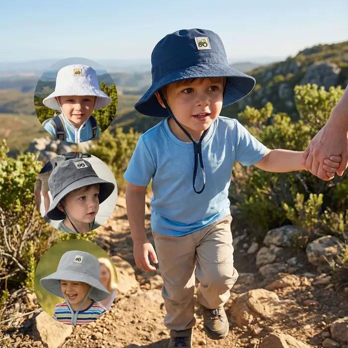 Chapeau bob brodé en coton pour enfants protection UV style européen américain ajustement parfait occasions estivales