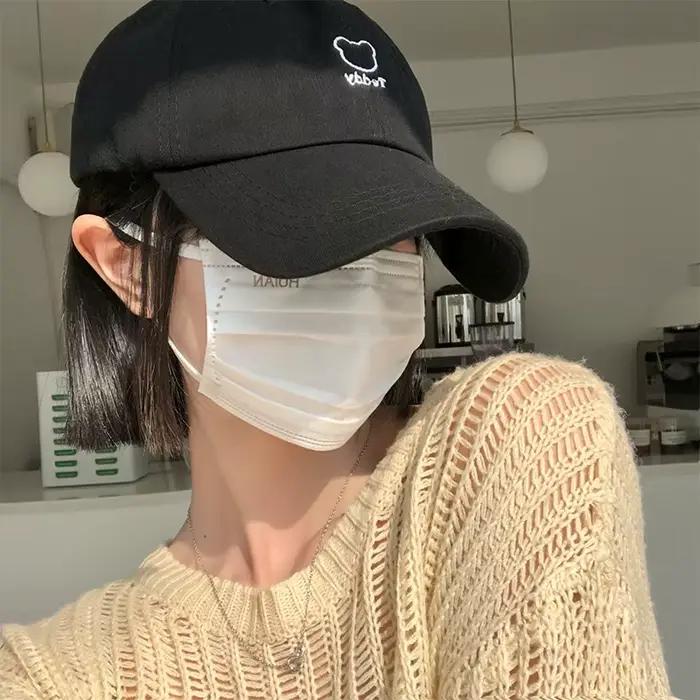 Ours broderie femmes Baseball chapeau unisexe réglable Snapback casquette à visière couleur unie coton Bonnet filles Sport de plein air pare-soleil