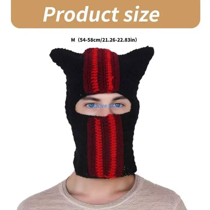 T4MD nouveauté cagoule chapeau pour adulte avec oreille du diable tricot bonnets