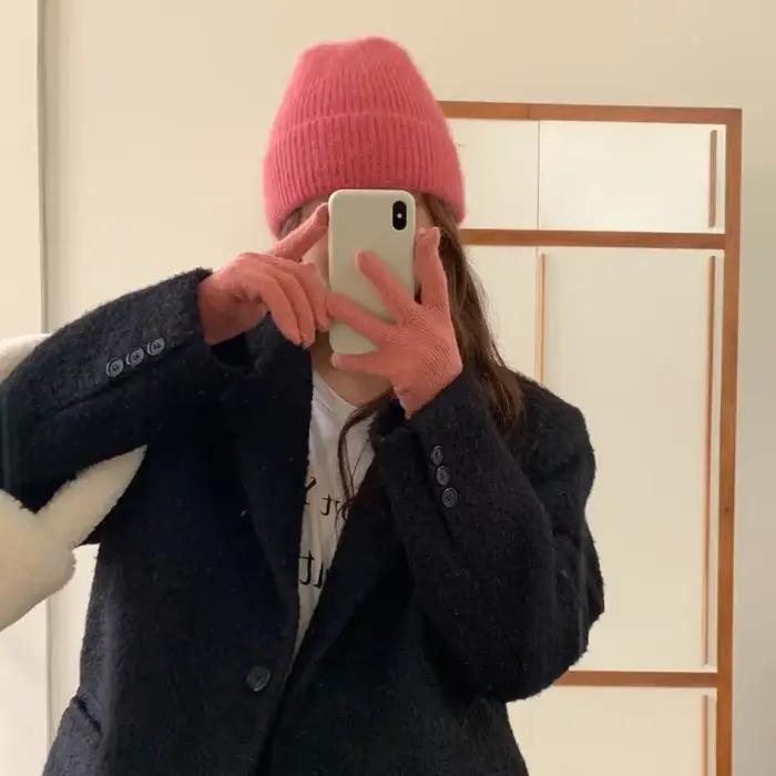 Chapeau tricoté fourrure de lapin doux et chaud pour femmes, style sportif, idéal pour l'hiver, voyage et occasions spéciales