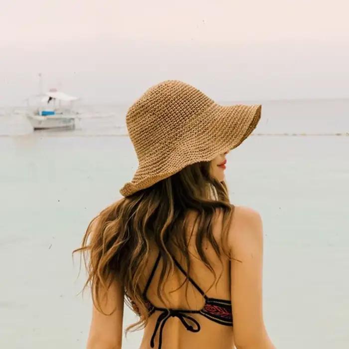 Plage coréenne Chapeau de paille été femmes visière seau
