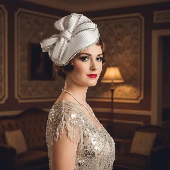Exquise Vintage Fascinator chapeau élégant doux arc strass bandeau cheveux cerceau formel