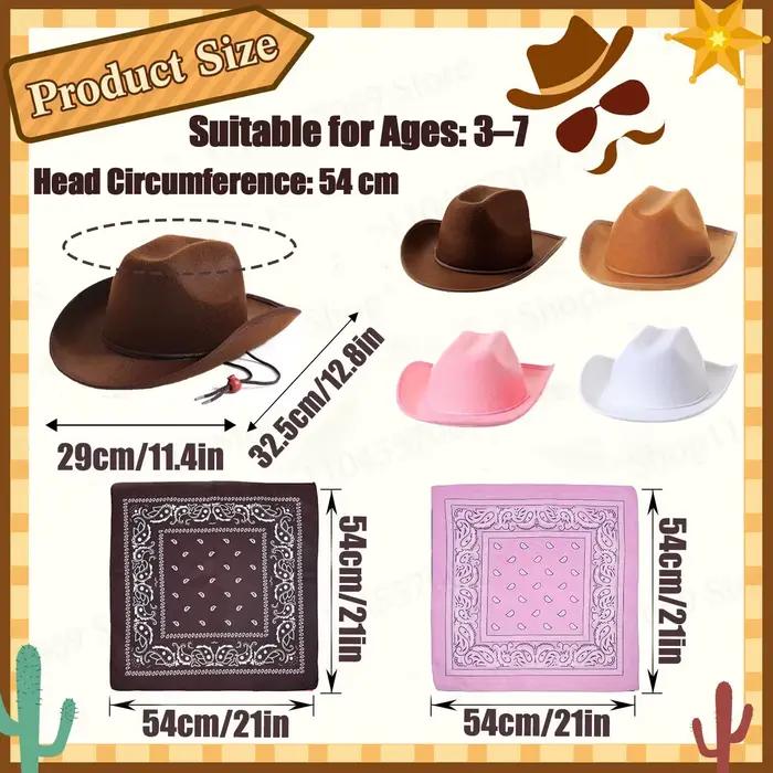 Lot de 6 à 32 chapeaux de cowboy western pour enfants avec bandanas