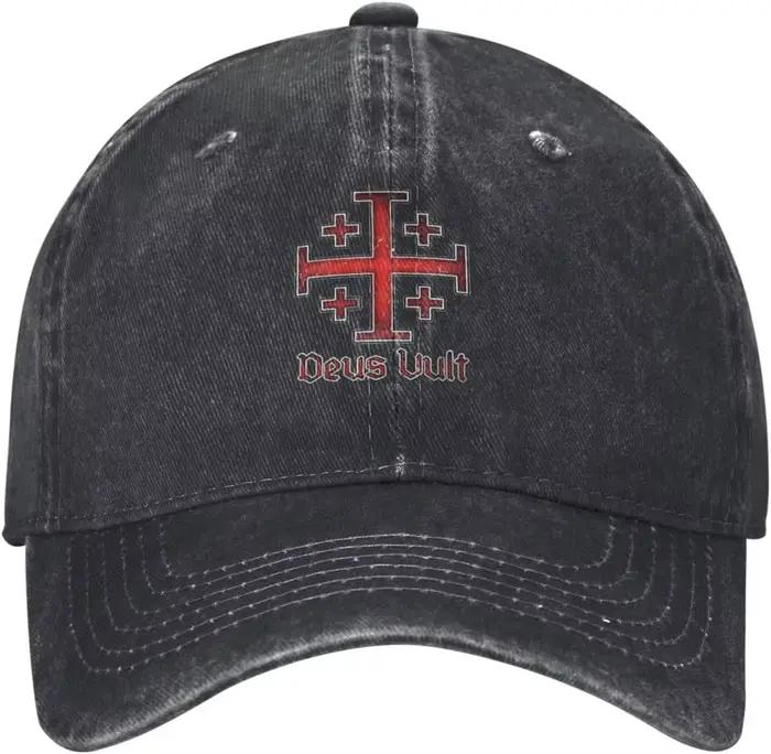 Casquette de baseball en denim Deus Vult Crusader Cross Jerusalem Knight Templar