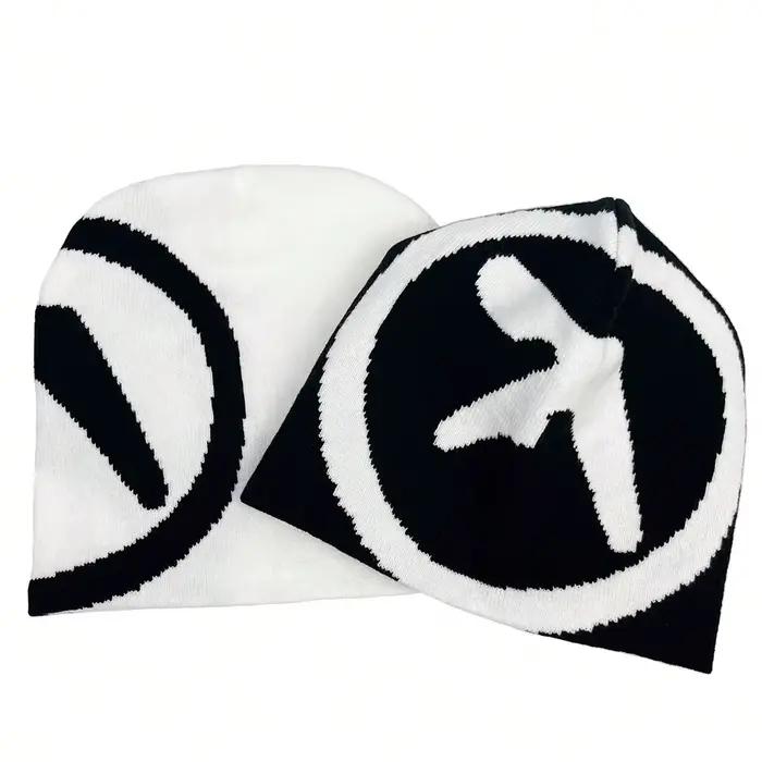 Bonnet tricoté gothique en fibre acrylique avec étoile design streetwear pour femmes occasions décontractées hiver
