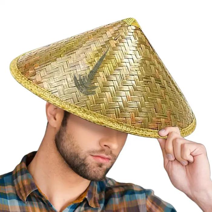 Chapeau de pêcheur rétro chinois en bambou et rotin