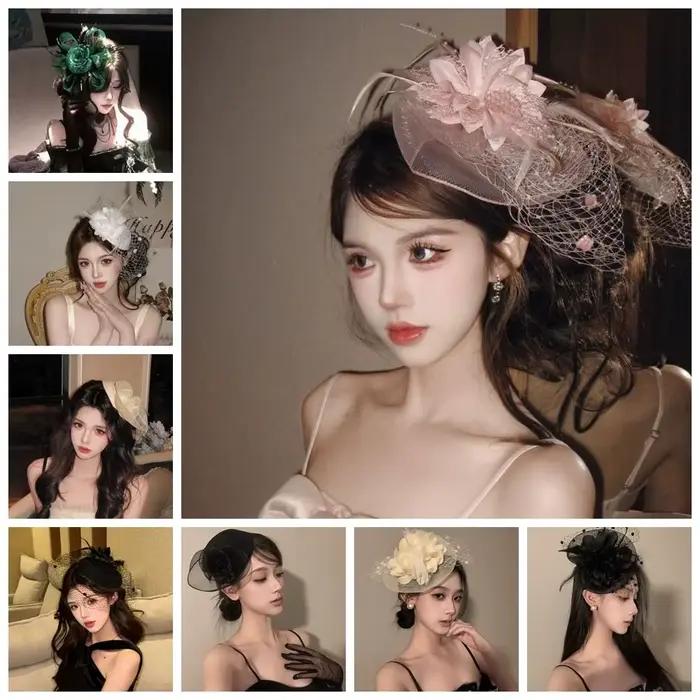 Chapeau fascinateur Vintage en plumes de fleurs