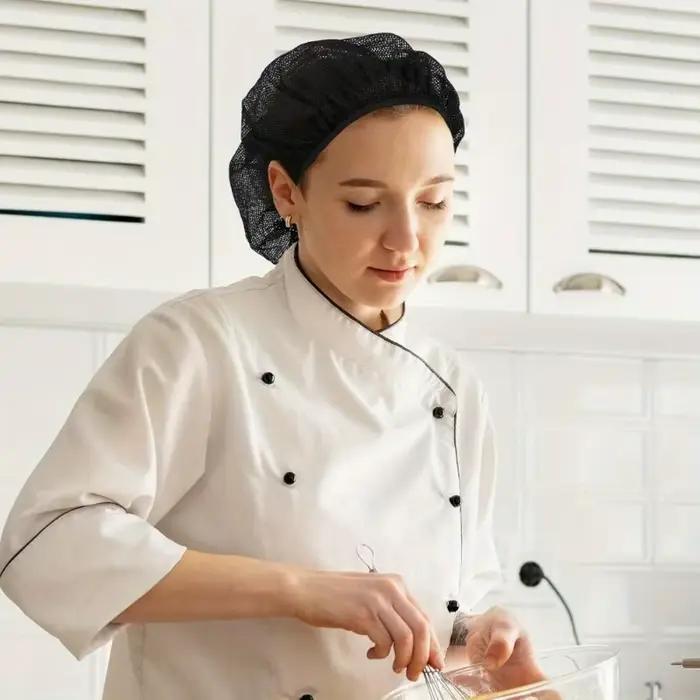 Casquette de Chef Unisexe Élastique Respirante en Maille – Chapeau de Travail pour Cuisinier