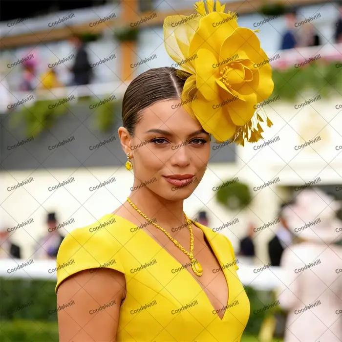 Mariage grande fleur Fascinator chapeau pour femmes Royal Ascot chapeaux dames église course fête cheveux accessoires