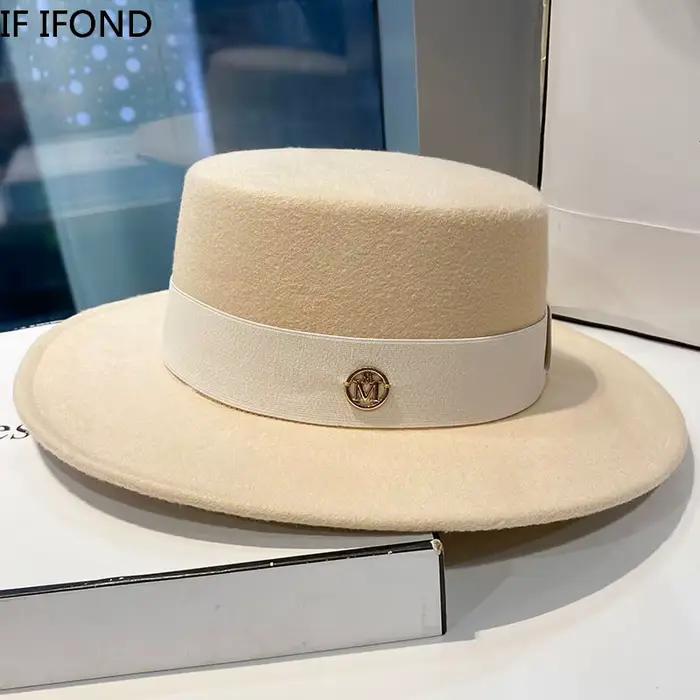 Fedora chapeaux pour femmes haut plat mode élégant melon robe casquettes Panama église mariage ruban bande chapeau