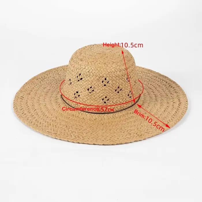 Chapeau de paille coréen tricoté à la main avec motif ajouré pour parents et enfants – Indispensable pour la protection solaire des familles