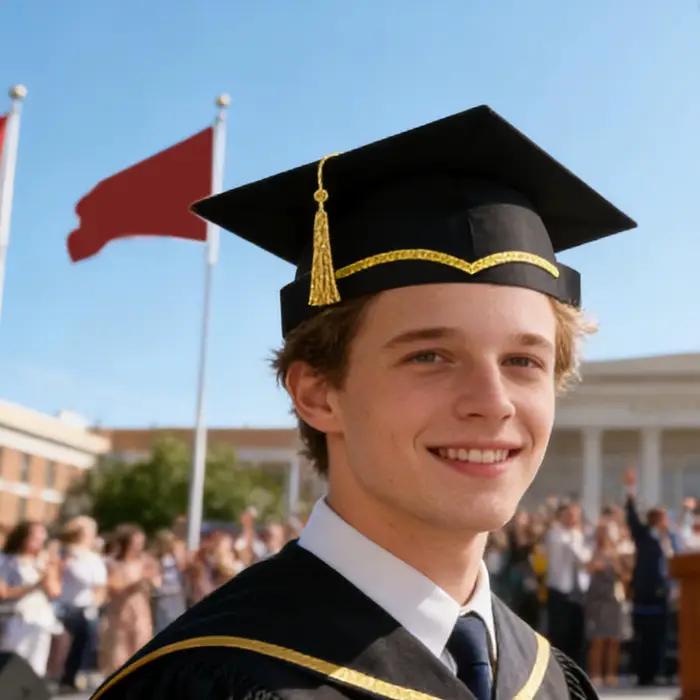Lot de 10 chapeaux de graduation en carton 2026 avec pompon pour cérémonie et célébration – Bonnes félicitations