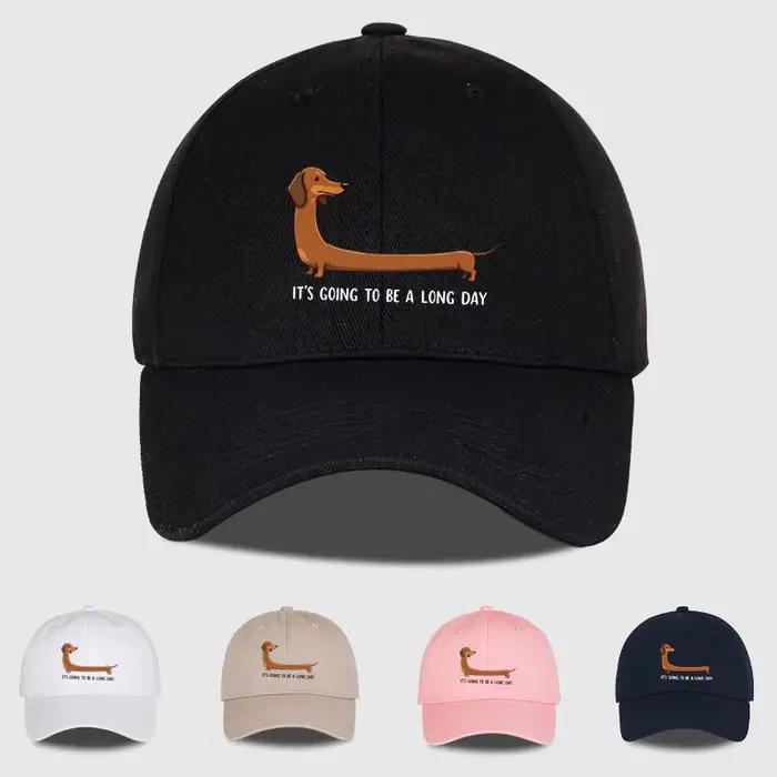 Casquette de baseball imprimée Fun Dachshund « Long Day » – Réglable