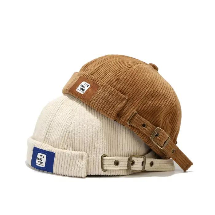 Bocca Beanie chapeaux sans bords chapeau casquettes pour hommes femmes velours côtelé dôme réglable Vintage couleur unie unisexe hiver printemps automne