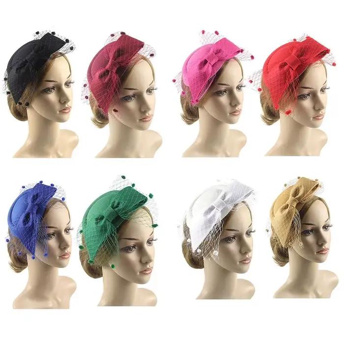 Chapeau fascinateur en maille avec nœud Vintage