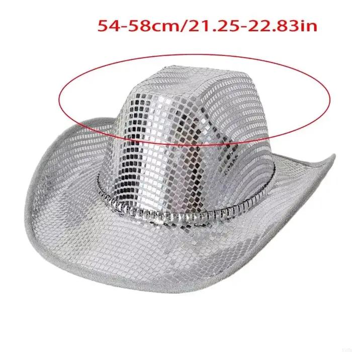 Casquette Cowboy à thème Disco avec paillettes brillantes