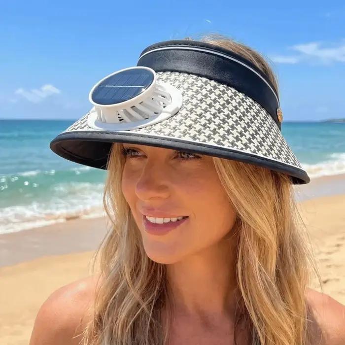 Chapeau solaire pliable pratique avec ventilateur intégré