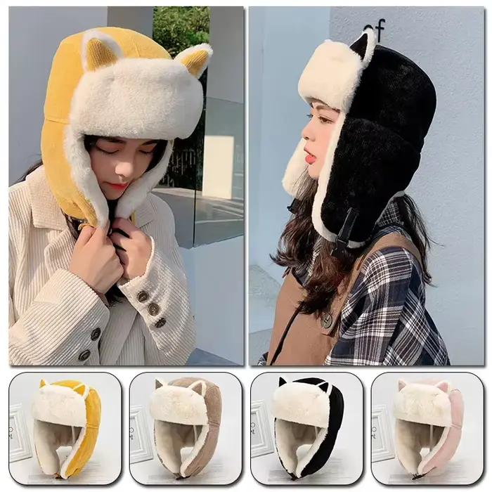 Cache-oreilles pour femmes en polyester chaud résistant au froid chapeau de bombardier hiver élégant et douillet pour sorties extérieures occasions spéciales