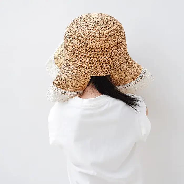 Chapeau de paille princesse printemps-été pour bébé fille