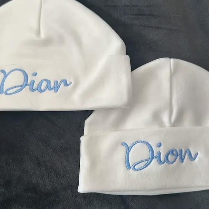 Chapeau en Coton avec Nom Personnalisé pour Nouveau-Né