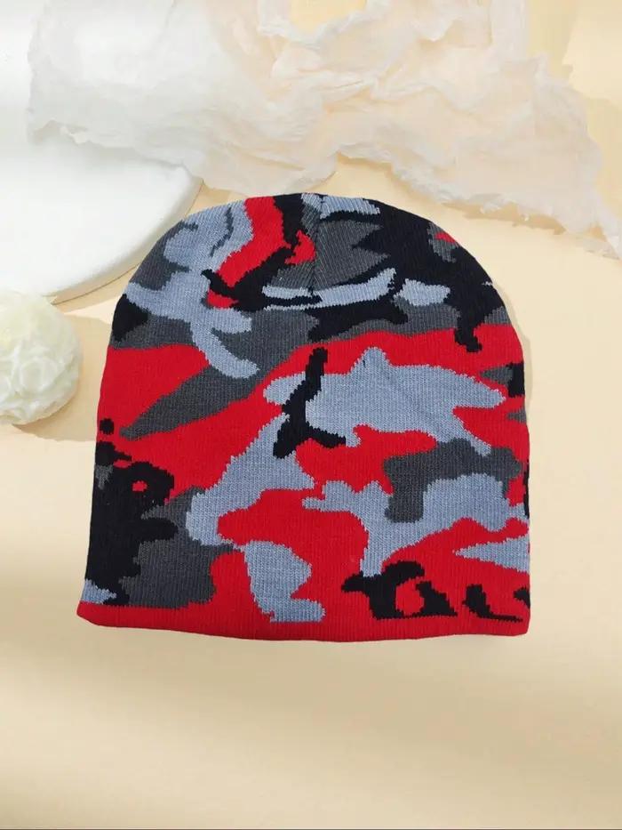 Chapeau tricoté de Camouflage couleur bloquée automne et hiver nouveau chaud Hip Hop multi fonctionnel mode de rue en