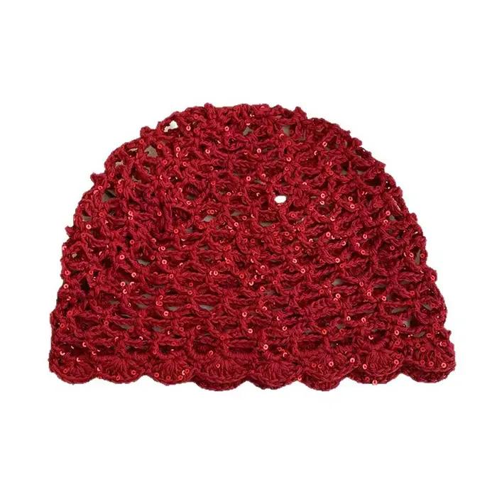 Chapeau tricoté à la main printemps-été pour femme