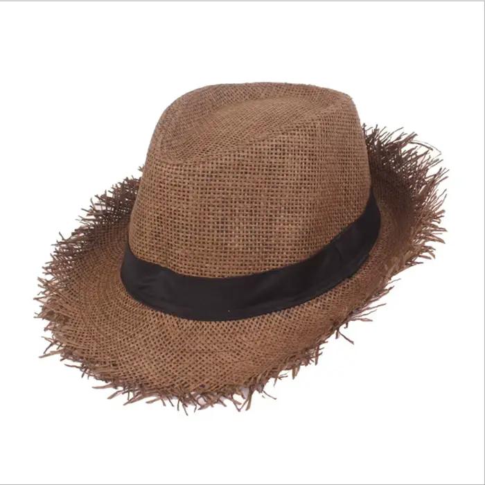 Chapeau de paille MYZOPER solide protection solaire unisexe pour été plage activité户外活动防护遮阳帽MYZOPER实心夏季海滩活动用男女通用草编贝雷帽