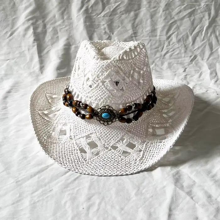 Chapeau de paille bohème Vintage pour femmes et hommes