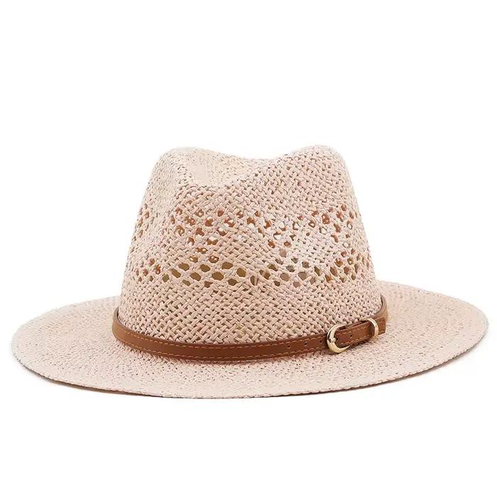 Chapeau de paille de Jazz en fibres naturelles tissées à la main