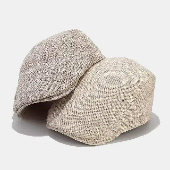 Bérets en lin vintage pour hommes et femmes