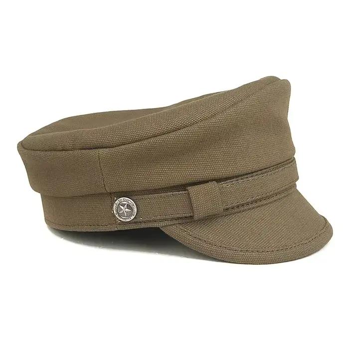 Casquette de marin marine pour femme casquette de l'armée militaire chapeau de moto à dessus plat chapeau de capitaine performance sur scène mode cool tricoté en coton adapté aux quatre saisons