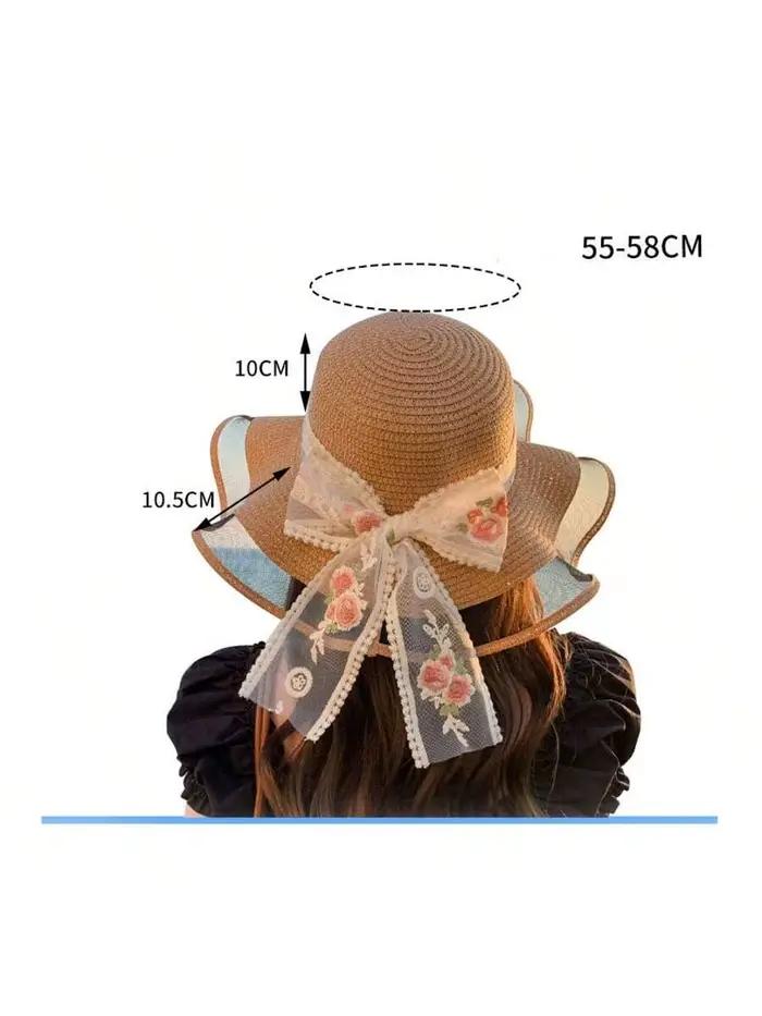 1 Chapeau de paille personnalisé à large bord pour femme