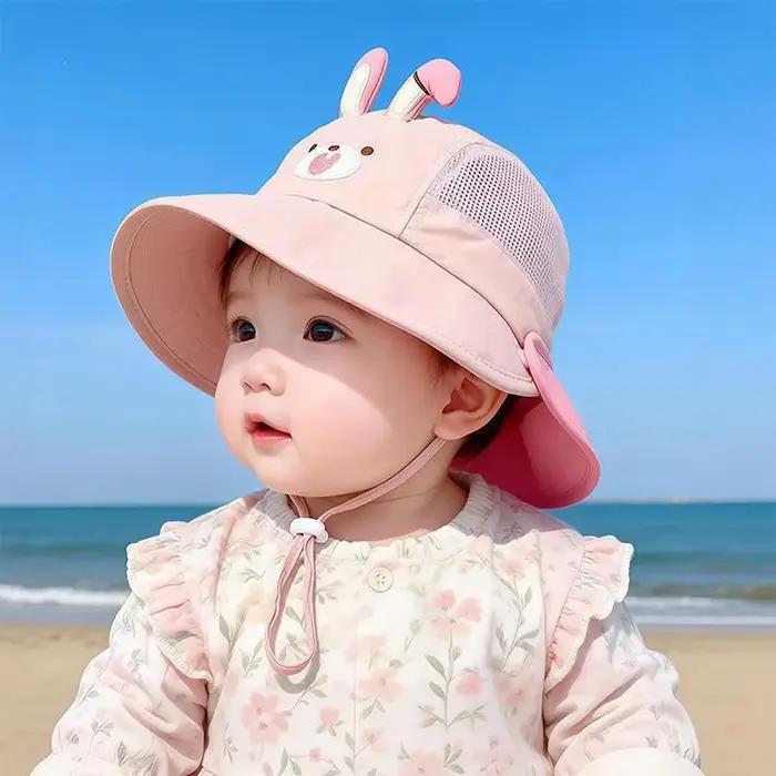 Chapeau de soleil pour bébé avec oreilles d'ours et de lapin