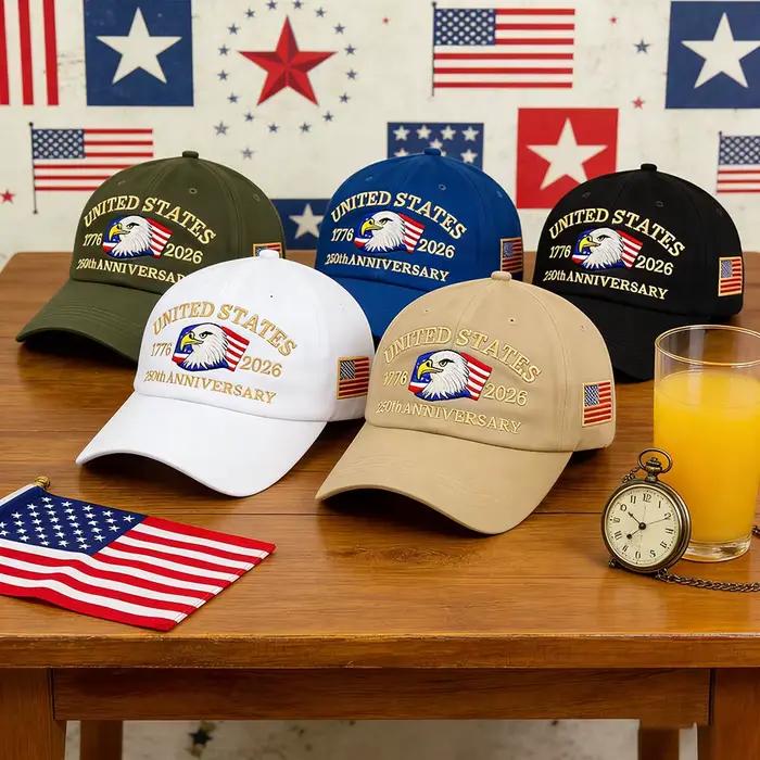 Casquette ABLECAP 250e Anniversaire USA Casquettes de Baseball Brodées Aigle pour Hommes et Femmes Occasions Spéciales Patriotisme Vintage