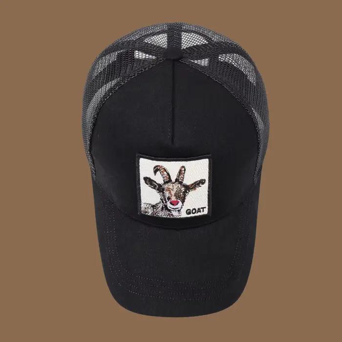 Casquette de camionneur unisexe avec broderie et appliques de chèvre – Idéal pour un usage quotidien décontracté