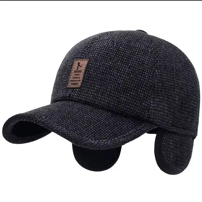 Casquette de baseball pour hommes en velours côtelé, style sport, visière ajustable, doublure chaude, taille unique, adapté aux activités extérieures en hiver