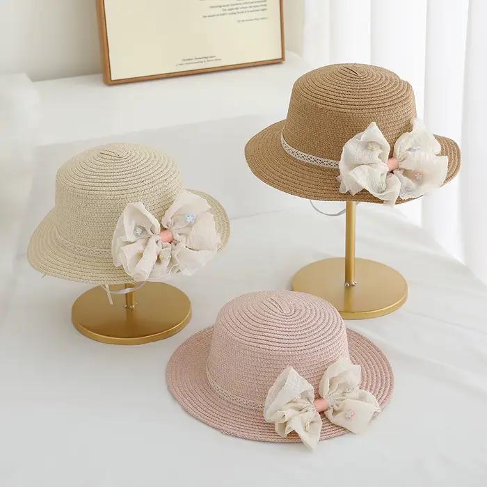 Chapeau de paille pour enfants filles avec sac