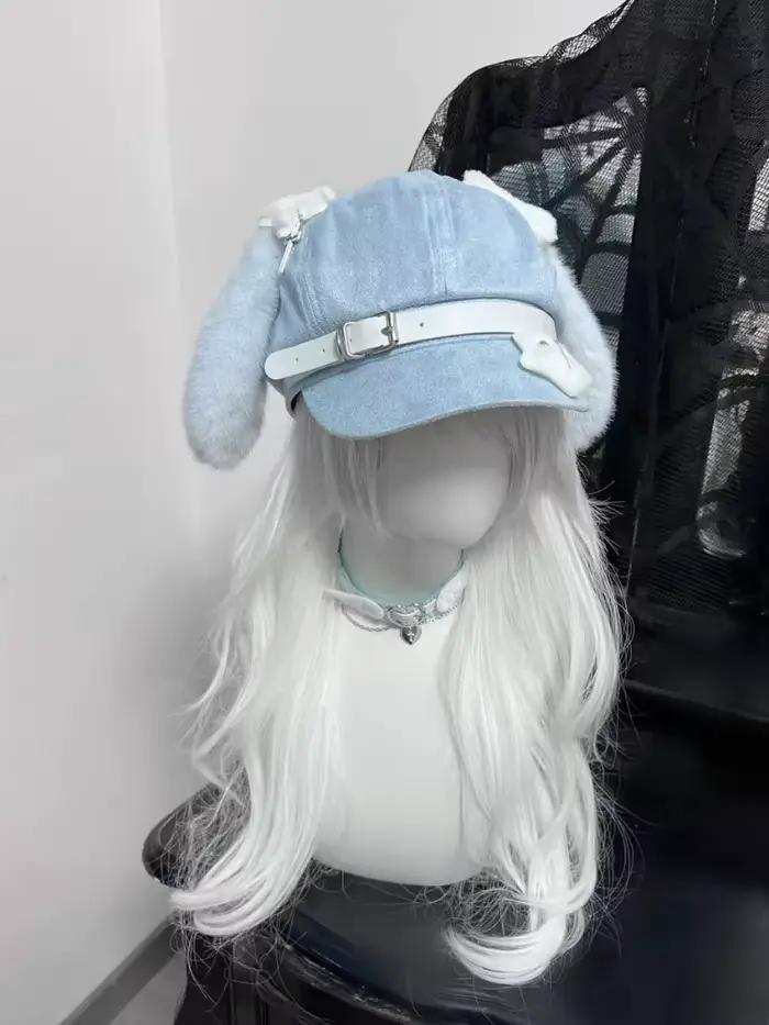 Femmes Lolita Y2K gothique Harajuku épicé filles mignon Dag oreilles chapeaux japonais étoile ceinturé Chapeau béret