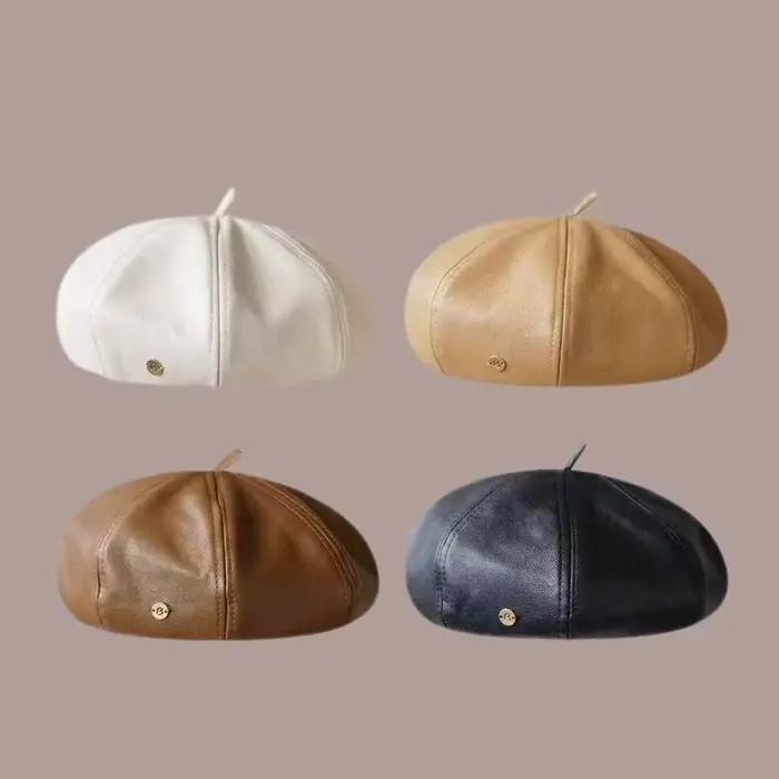 Béret en cuir pour femmes
