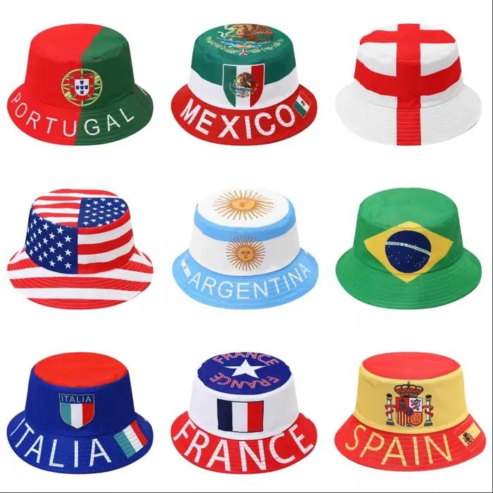 Chapeaux Bob Drapeaux Nationaux Tendance Pliables Casquettes de Soleil Patriotiques pour l'Été