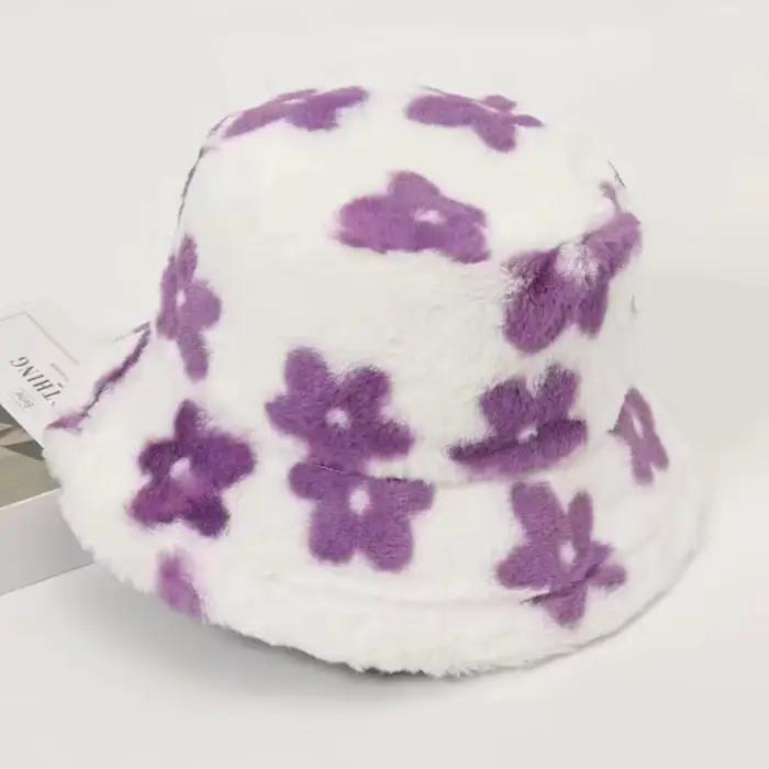 Chapeau seau en fourrure moelleuse pour femmes