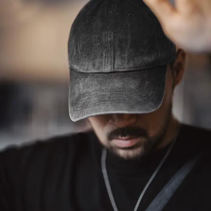 Maden-Casquette de baseball effilochée vintage