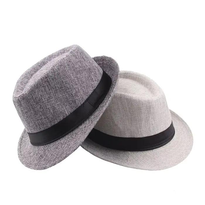 Chapeau Fedora à large bord en lin pour hommes et femmes polyvalent protection solaire et élégance pour occasions décontractées
