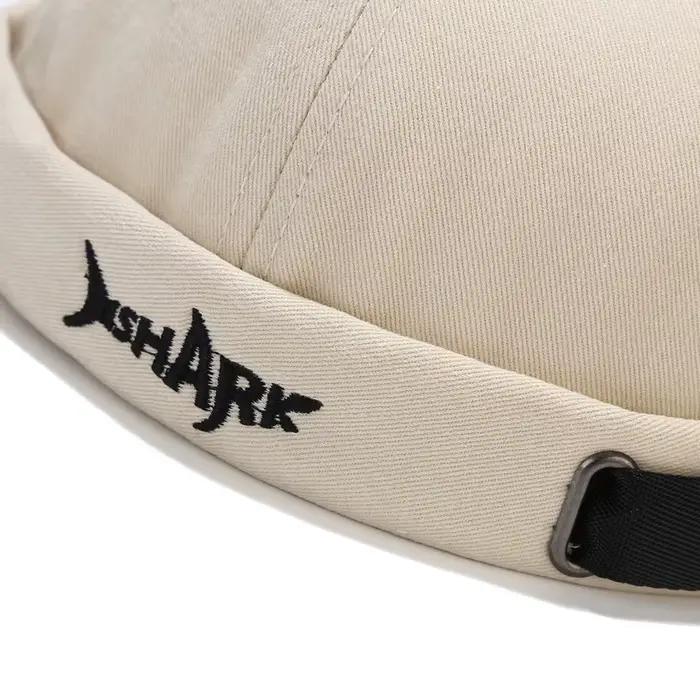 Bocca broderie Docker casquette sans visière requin lettre casquettes sans bords bonnets dôme réglable Skullcap couleur unie mode chapeau