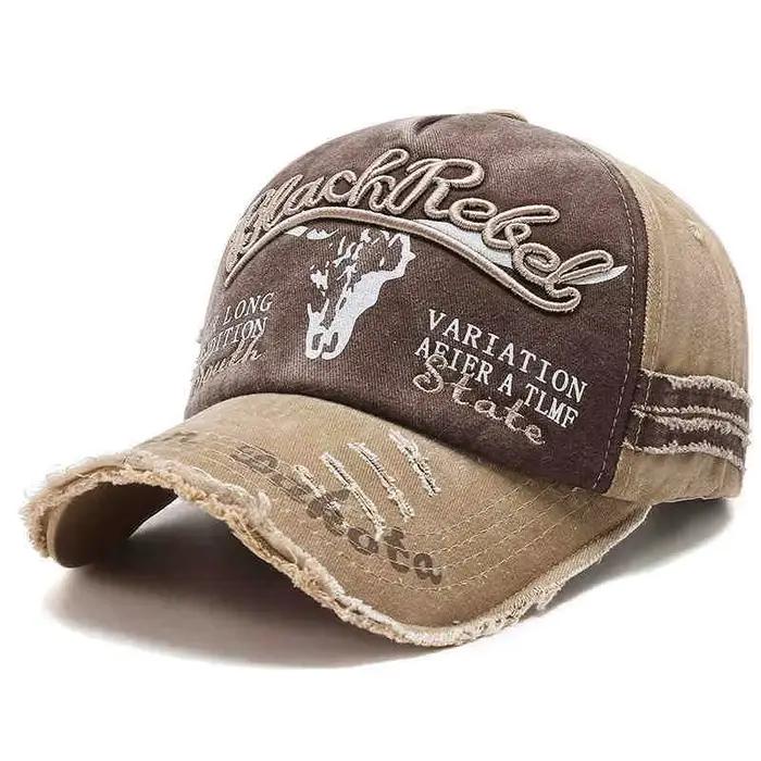 Chapeau tête de taureau casquette de baseball rétro lavée lettres brodées pour hommes et femmes polyvalent confortable et élégant pour diverses occasions