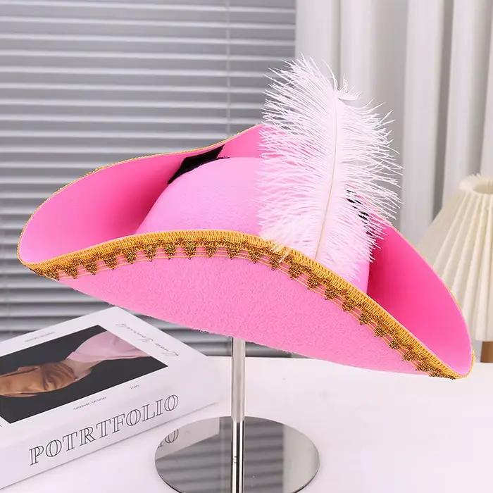 Chapeau de pirate à plumes rétro accessoire cosplay pour adultes occasions spéciales halloween carnaval