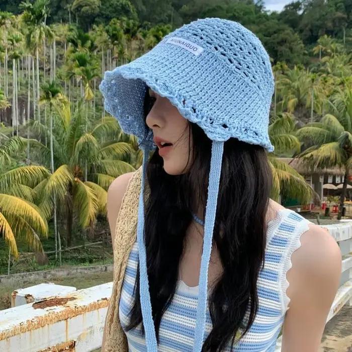 Chapeau de soleil au crochet avec protection UV pour femmes
