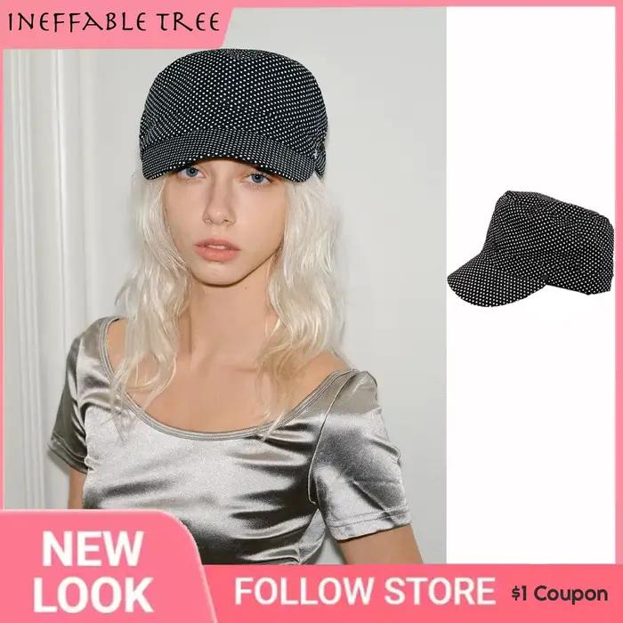 Chapeaux équestres à dessus plat à pois littéraire français pour femmes printemps été tempérament chevalier casquettes de Baseball Casquette Homme