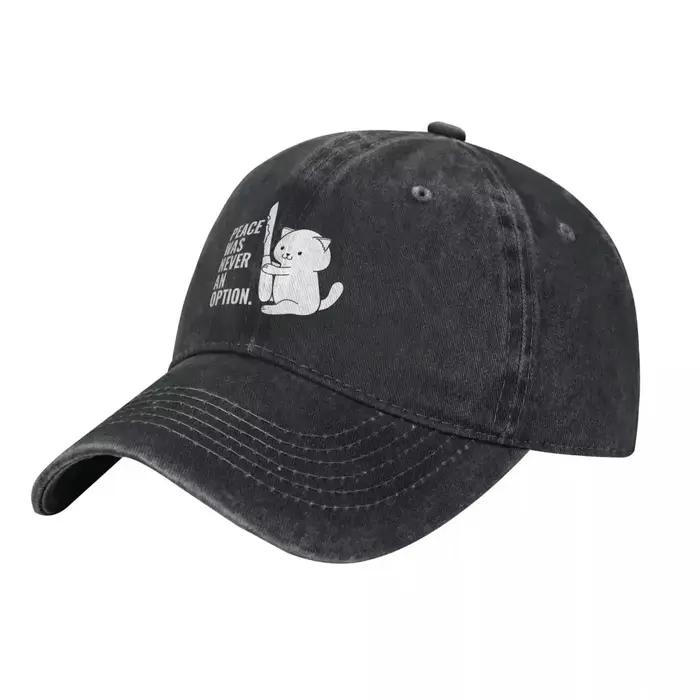 Casquettes de baseball vintage « La paix n'a jamais été une option» avec motif chat et couteau pour hommes et femmes