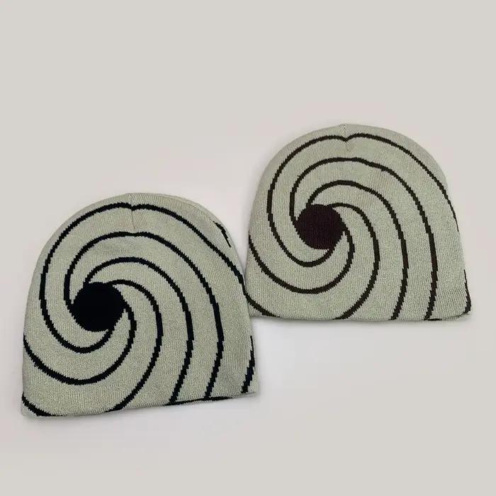 Nouveaux Bonnets Tricotés Jacquard Vortex Eye Personnalisés pour Hommes et Femmes